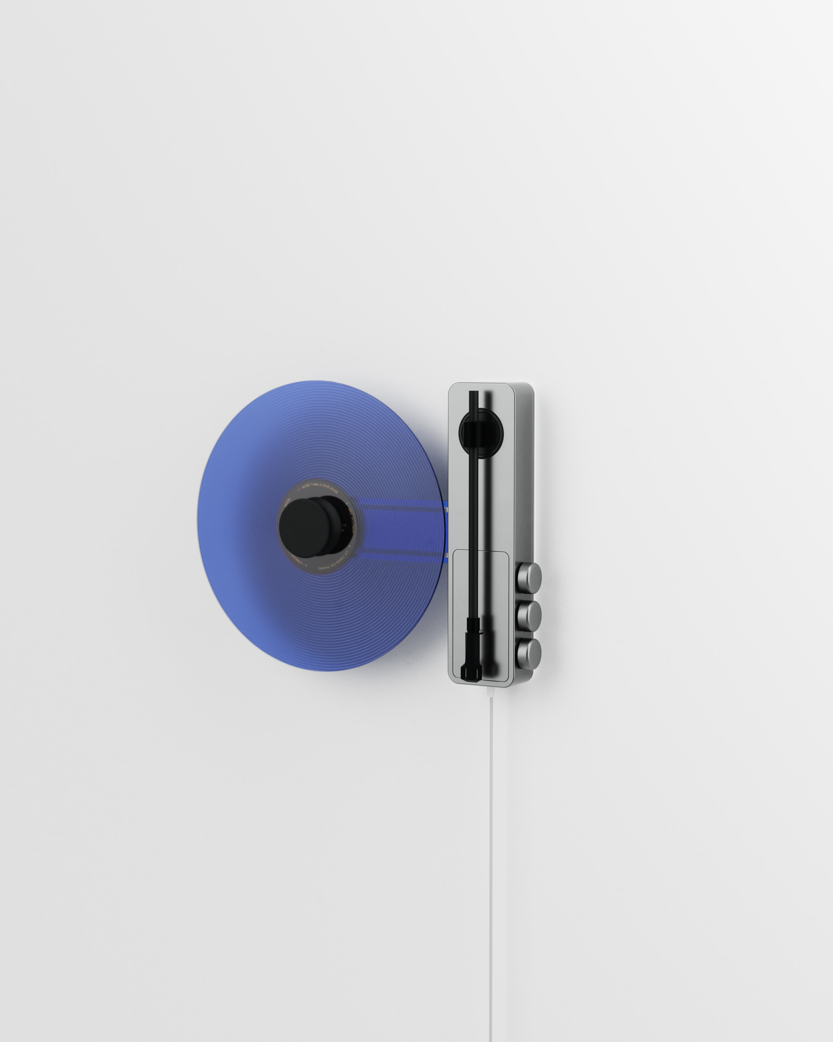 Ruka TD-1 vertical turntable in concrete finish, side view